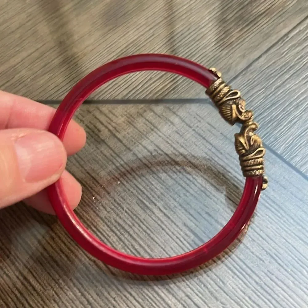 Gajmukhi Elephant Face Design Bangle Bracelet Lucite/Acrylic Tortoise Shell